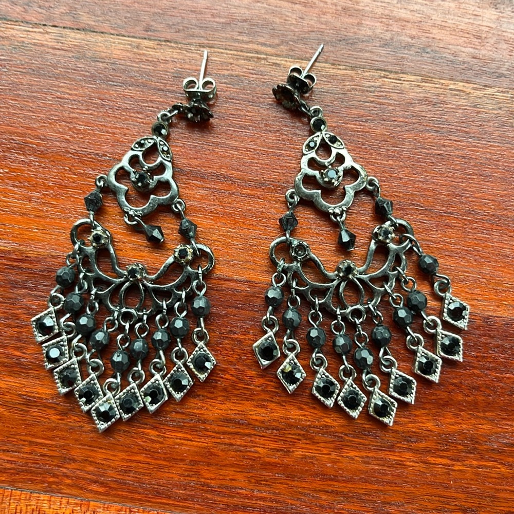 Black chandelier earrings